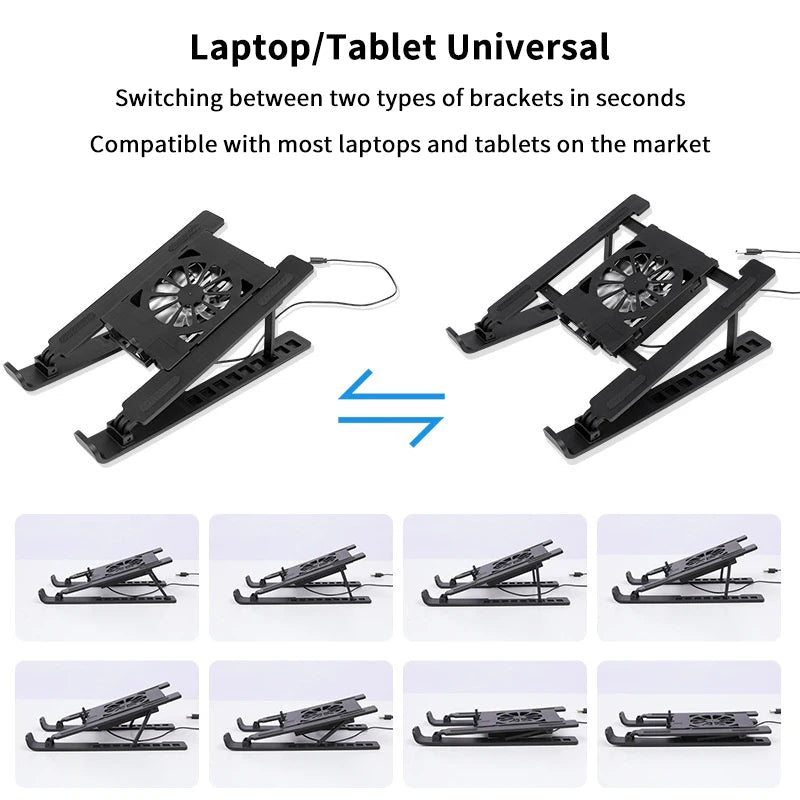 Foldable Notebook Cooler Base; One Cooling Fan Stand; Portable Heightened Laptop Rack