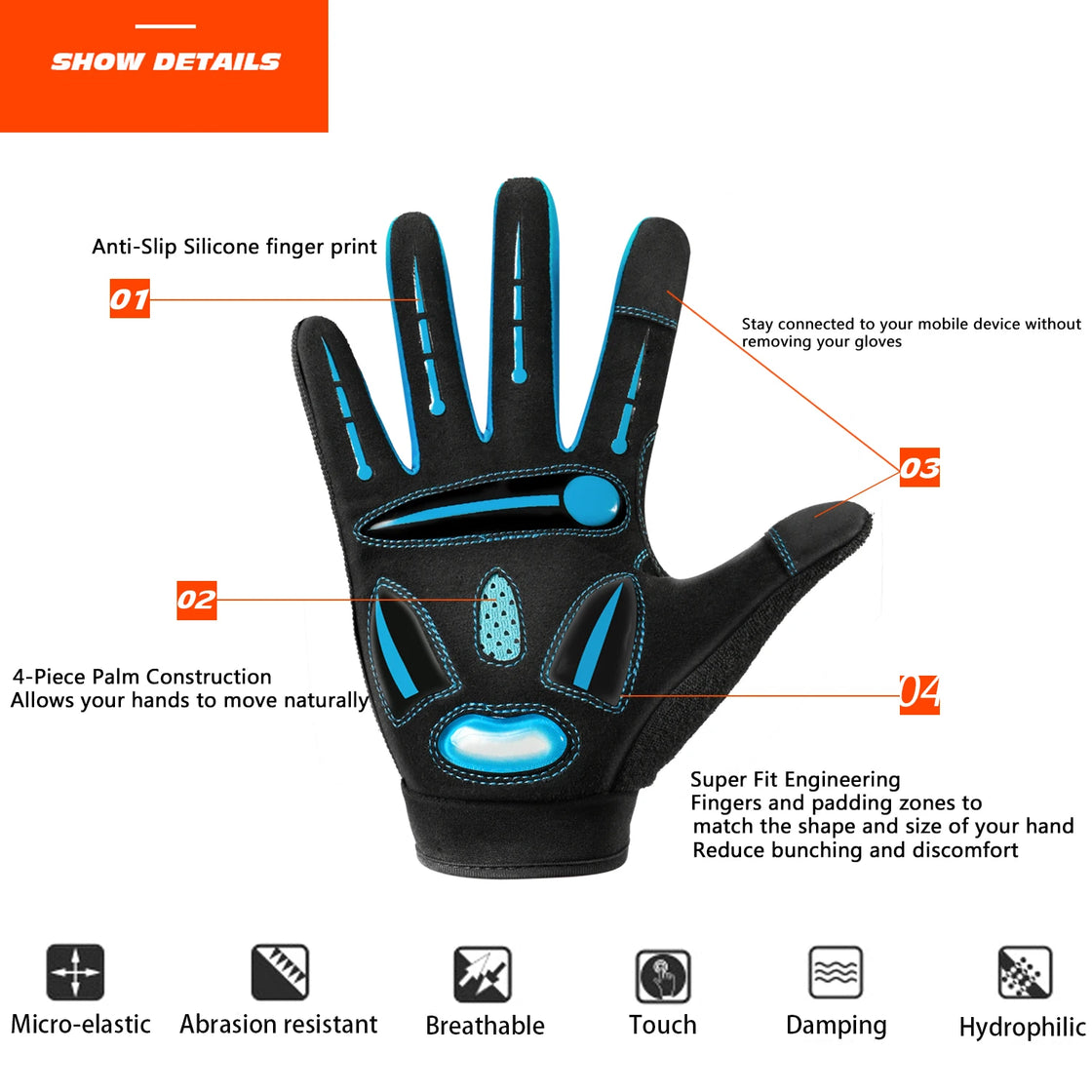 Breathable Touchscreen Motocross Cycling Gloves