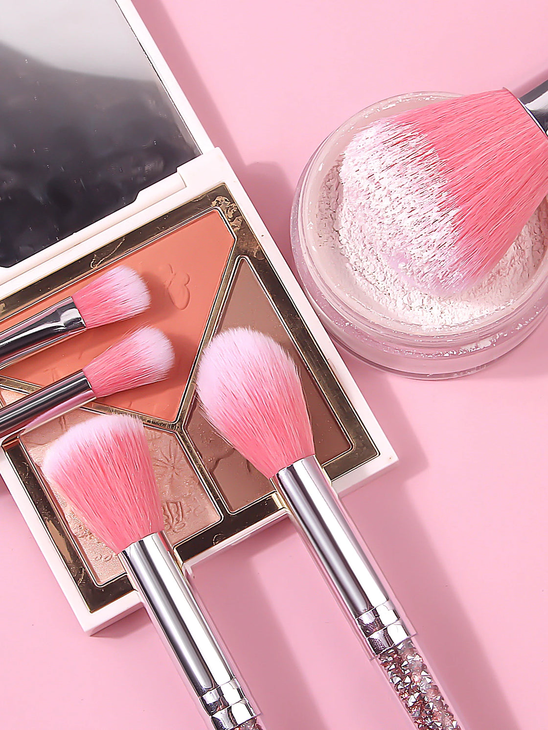 5 Pcs Pink Diamond Portable Makeup Brush Set