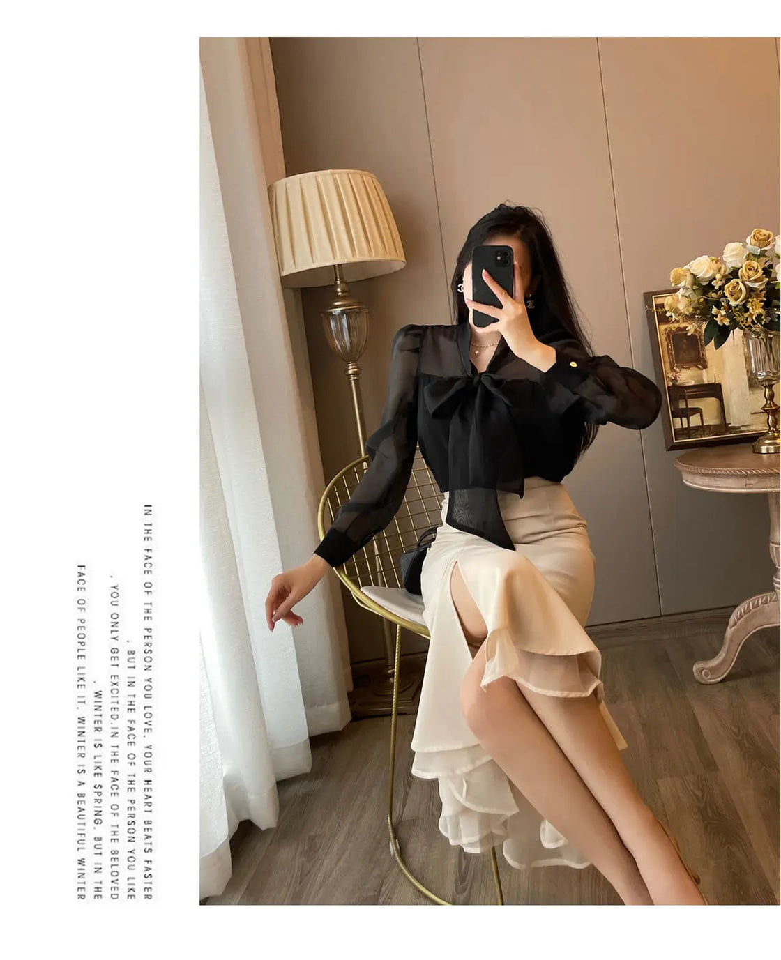 Women Clothing Temperament Chiffon Bow Lacing Thin Shirt Tops Spring Summer New Long Sleeve Solid Elegant Blouse Sexy Fashion