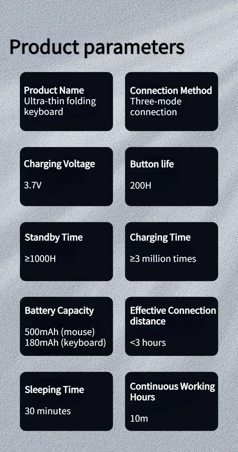 Folding Keyboard and Mouse 2.4G Mini Keypad Bluetooth Wireless Portable Silm Foldable Keyboards