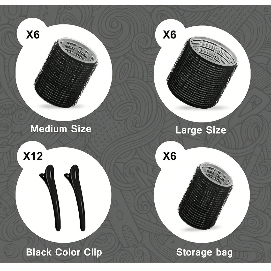 30pcs Heatless Hair Styling Kit Self-Grip Rollers 18pcs Hair Rollers & 12pcs Clips DIY Easy to Use Hair Care Beauty Tools