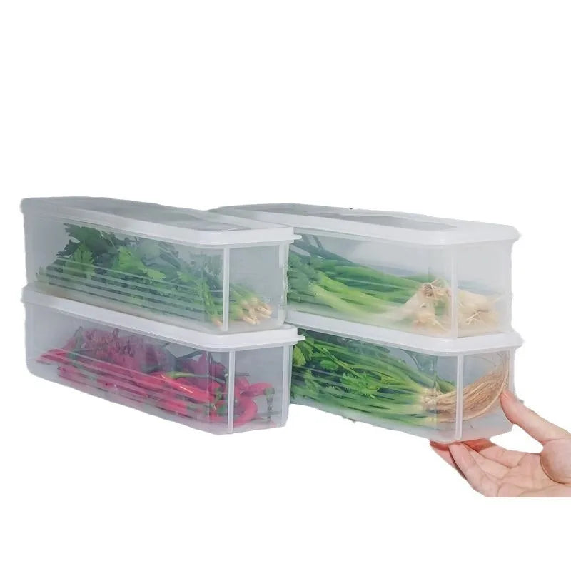 2/4 Pcs Long Rectangular Food Storage Containers Plastic Reusable Refrigerator Organizer Boxes Kitchen Accessories