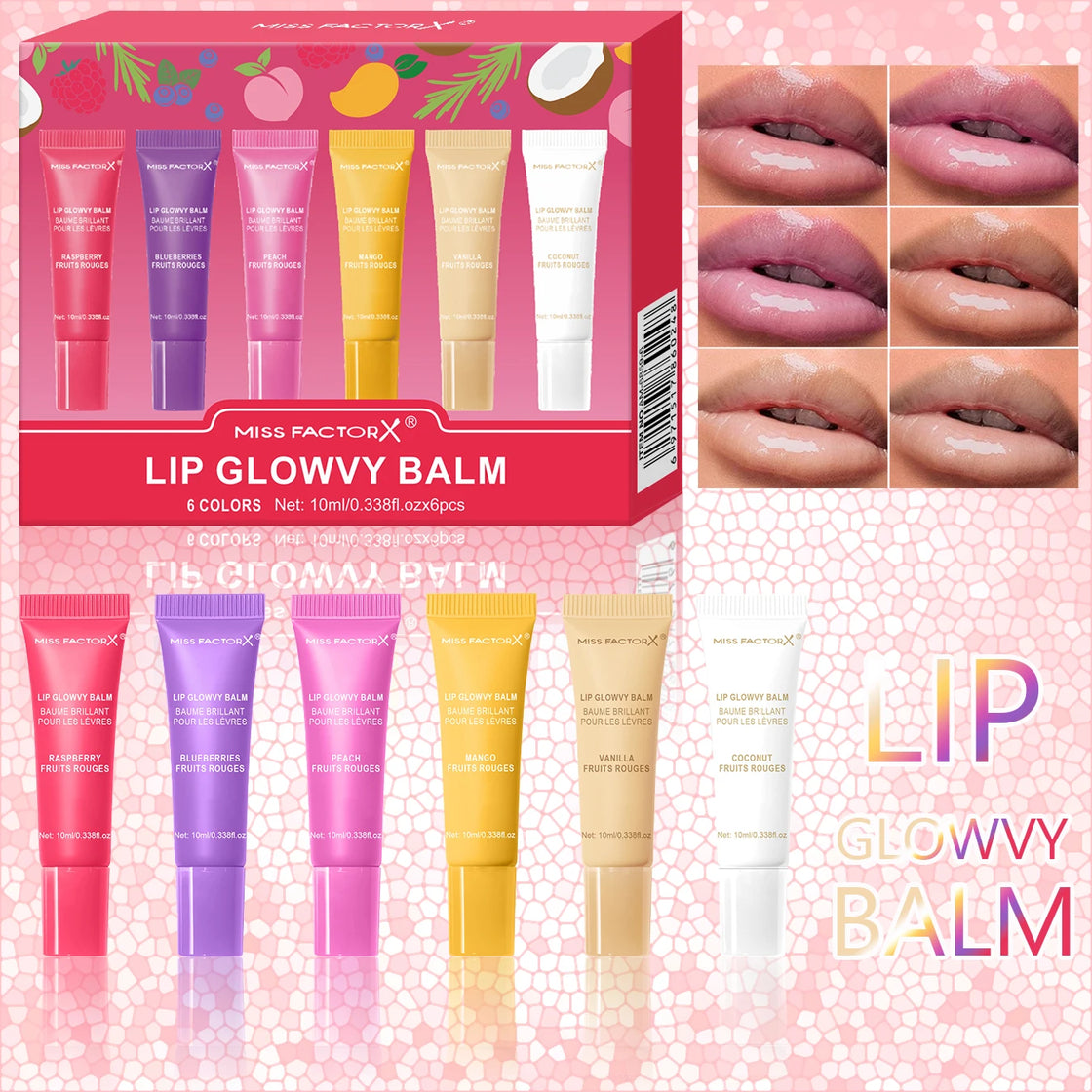 6-Color Lace Jelly Sparkling Lip Gloss Set