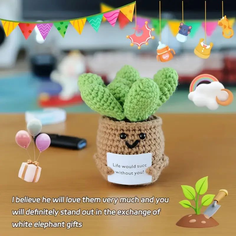 Ornaments Handmade Yarn Crochet Holiday Party Home Decoration Creative Positive Energy Decoration Cards Christmas Gifts