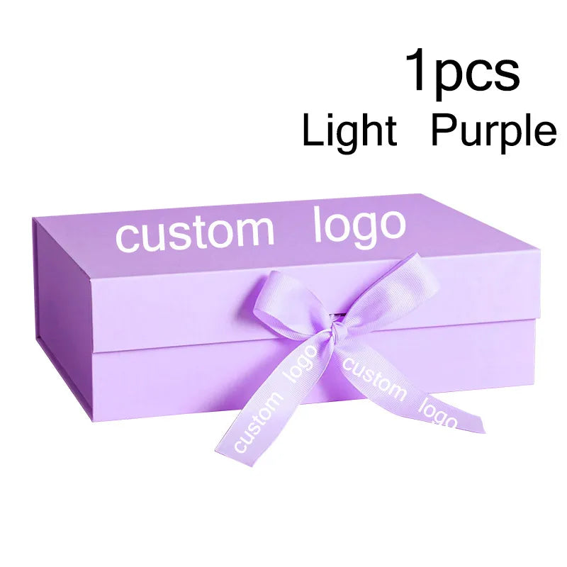 Party Gift Box Large Black Pink Luxury Gift Packaging Box With Ribbon Birthday Wedding Party Supplies Box Personalized LOGO