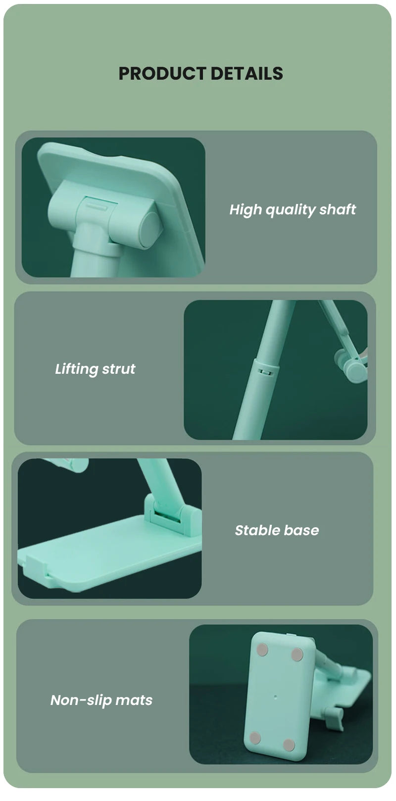 Adjustable Universal Desktop Phone Holder Stand showcasing the replica screen feature.