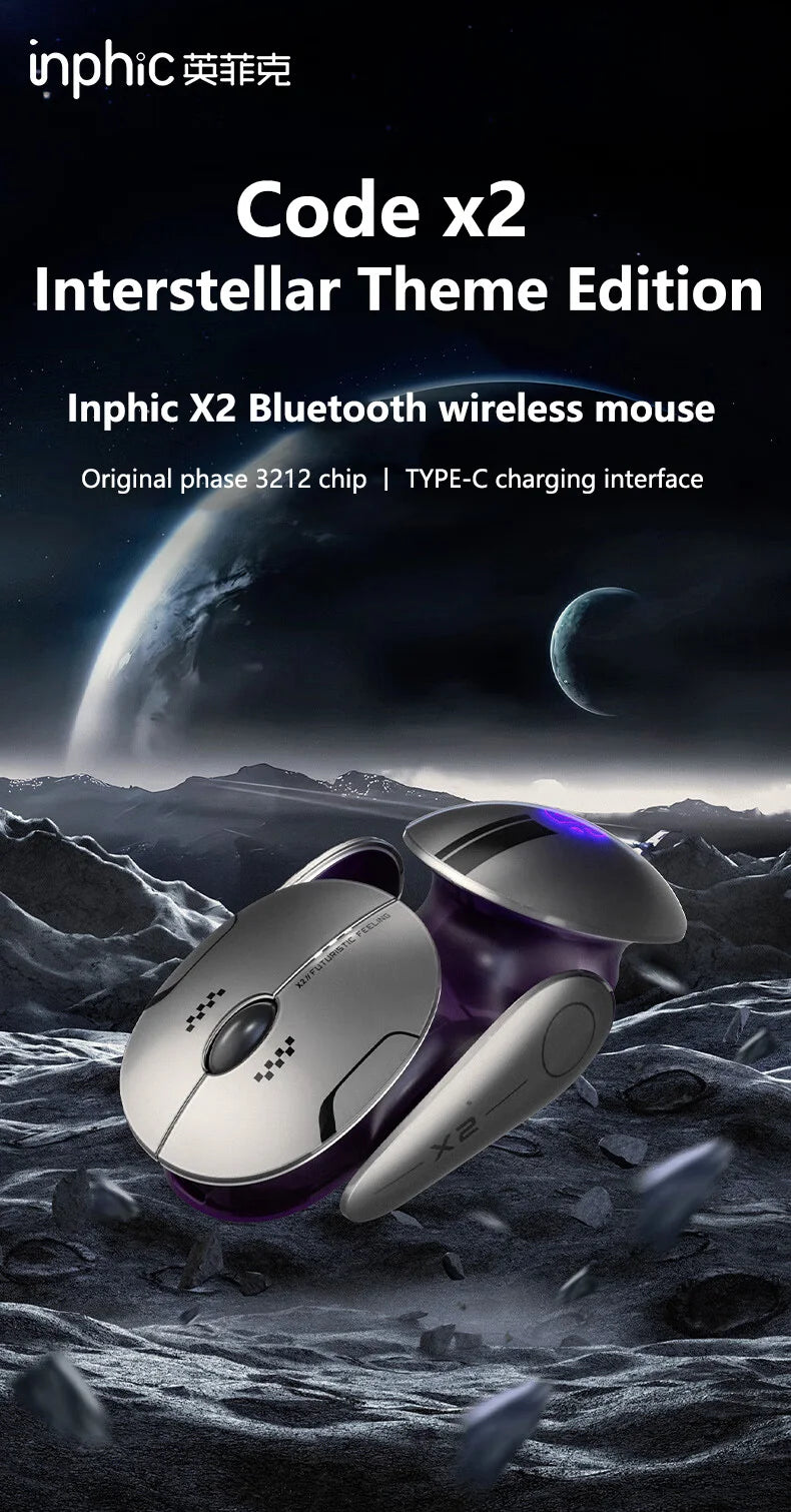 Inphic X2 Silent Bluetooth Mouse Metal Base Rechargeable Wireless Gaming Mouse For Computer Laptop Office Game