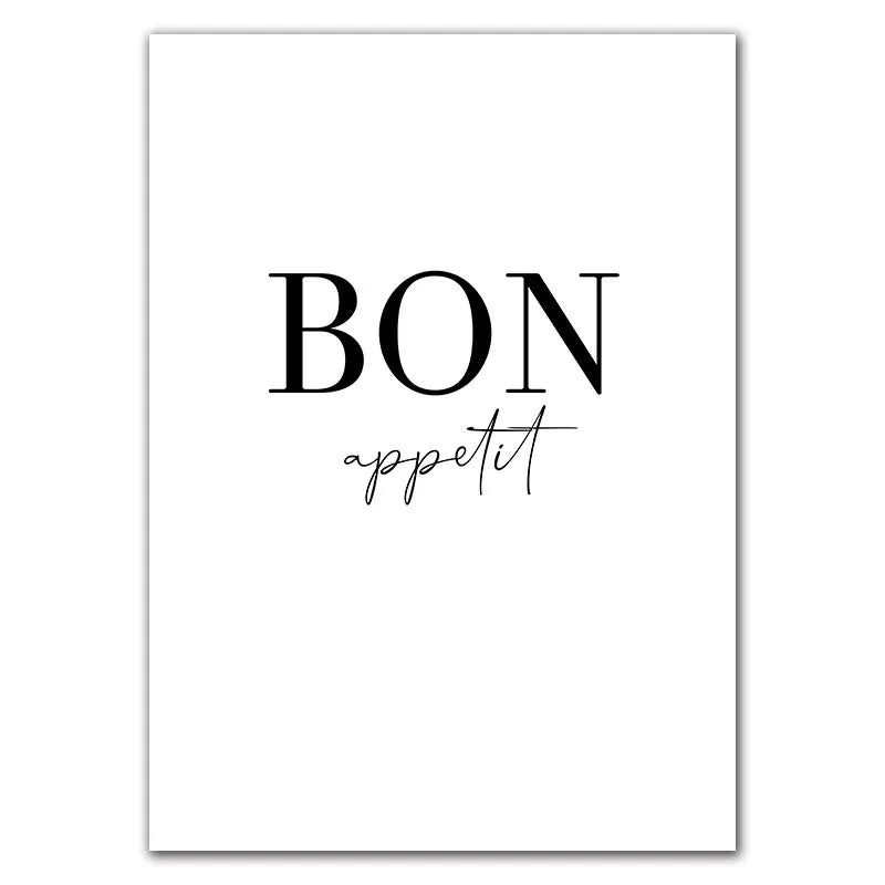 Kitchen Art Decor But First Coffee Poster Bon Appetit Print Black White Wall Art Canvas Painting For Dining Room Home Decoration