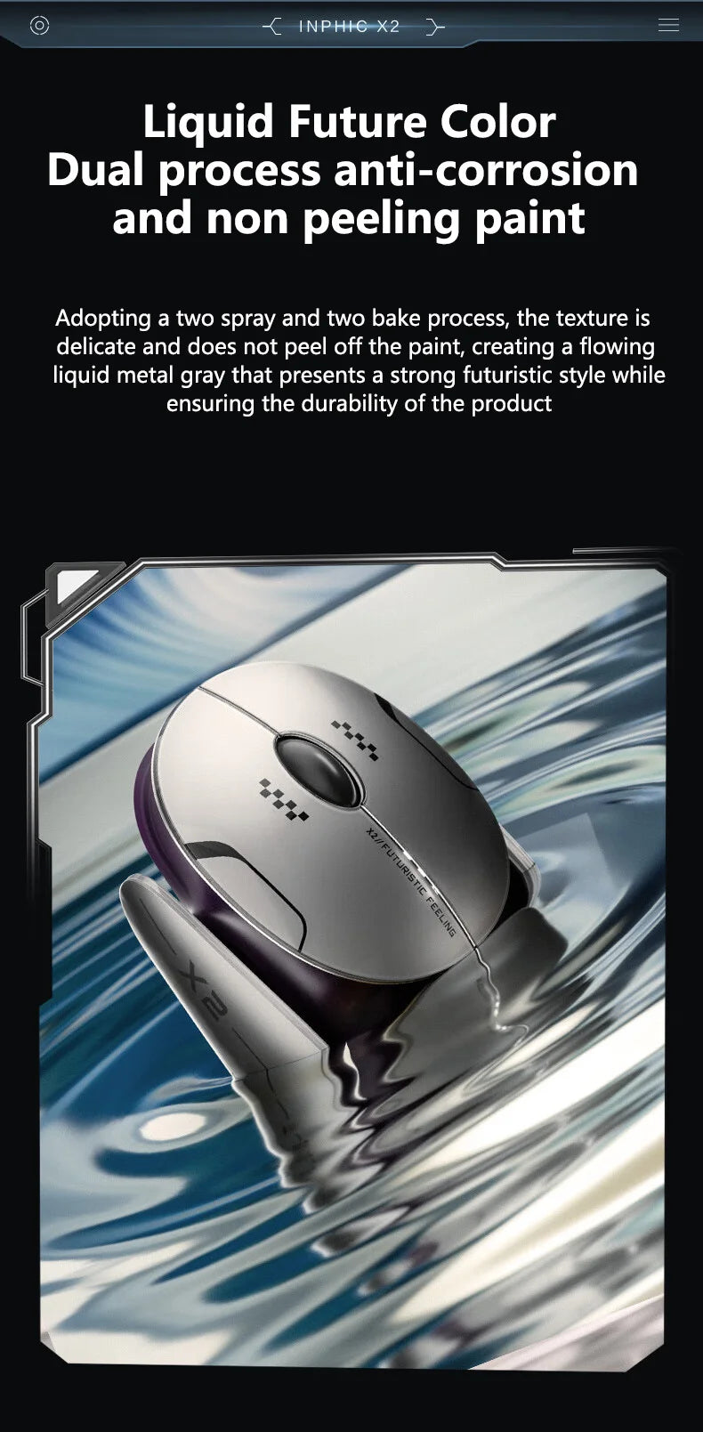 Inphic X2 Silent Bluetooth Mouse Metal Base Rechargeable Wireless Gaming Mouse For Computer Laptop Office Game