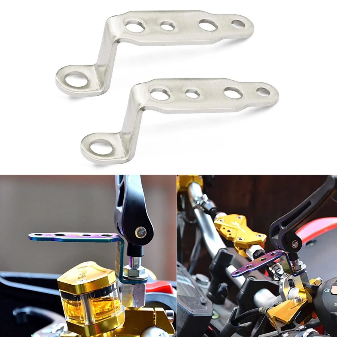 Motorcycle LED Headlight Bracket Rearview Mirror Lamp Spotlight Extension Holder Clamp Motorbike Scooter Accessories