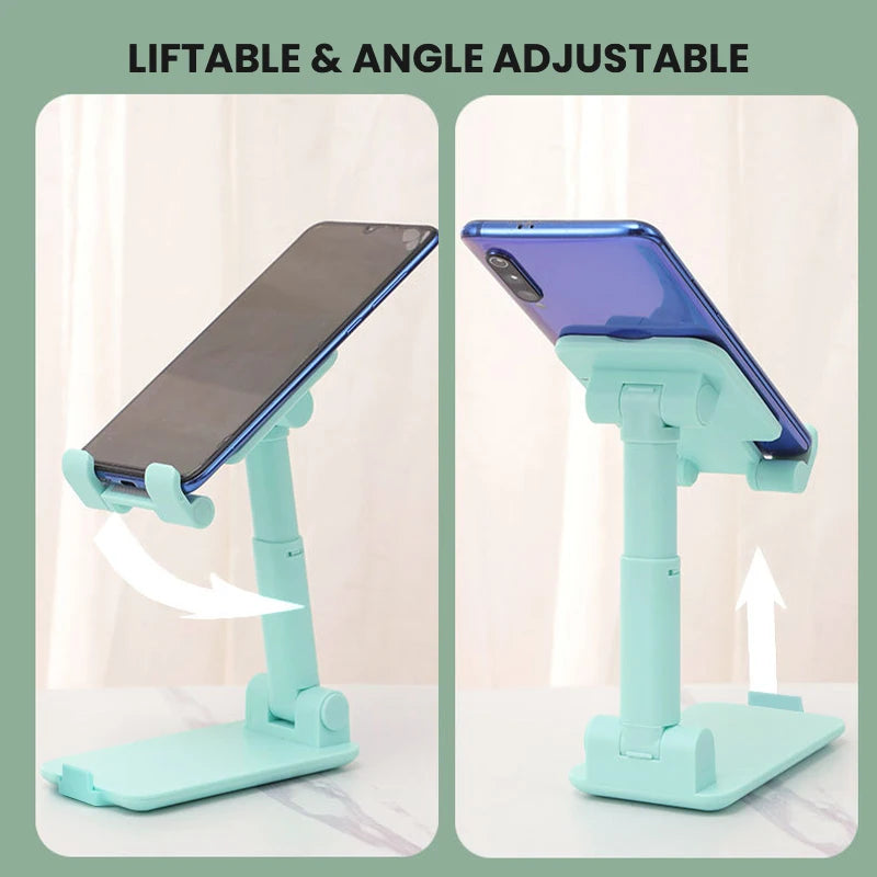 Color variety of Adjustable Universal Desktop Phone Holder Stand including pink, green, and black options.