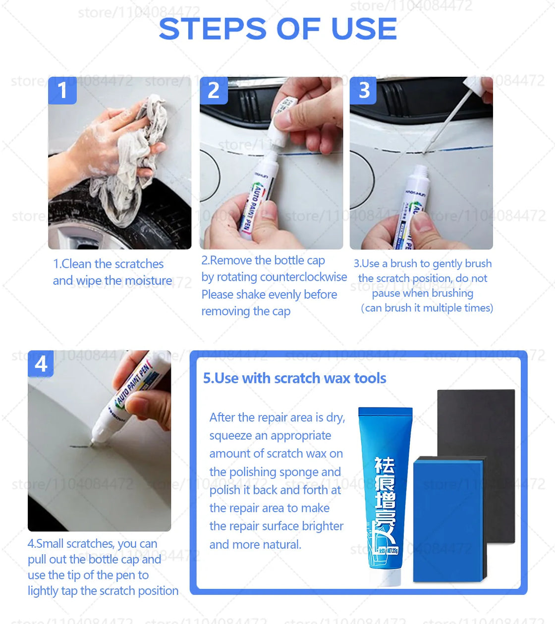 Car Paint Repair Pen For 1990-2025 RENAULT CLIO Paint Scratch Repair Accessories 4PCS