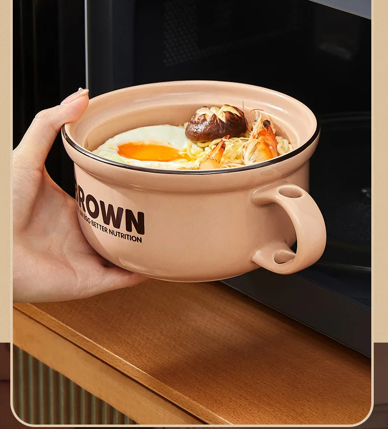 Anime Instant Noodle Bowl Line Friends Kawaii Girl Soup Bowl Portable Ceramic Rice Bowl Surrounding Good Looks Decorate Gift