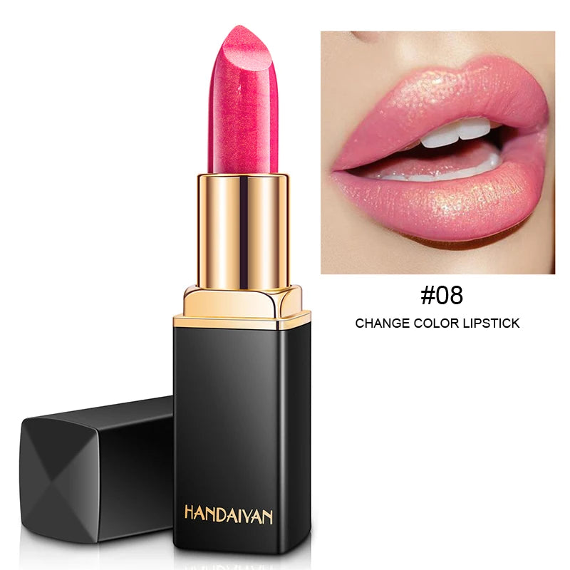 HANDAIYAN 9-Color Temperature-Changing Mermaid Lipstick featured in a beauty and cosmetics layout.