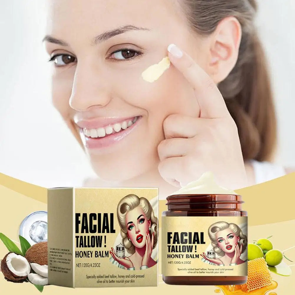 Facial Tallow Honey Balm 120g Face Cream Lasting Moisturizing Soothing Repair Damaged Skin Increase Facial Elasticity Nourishing