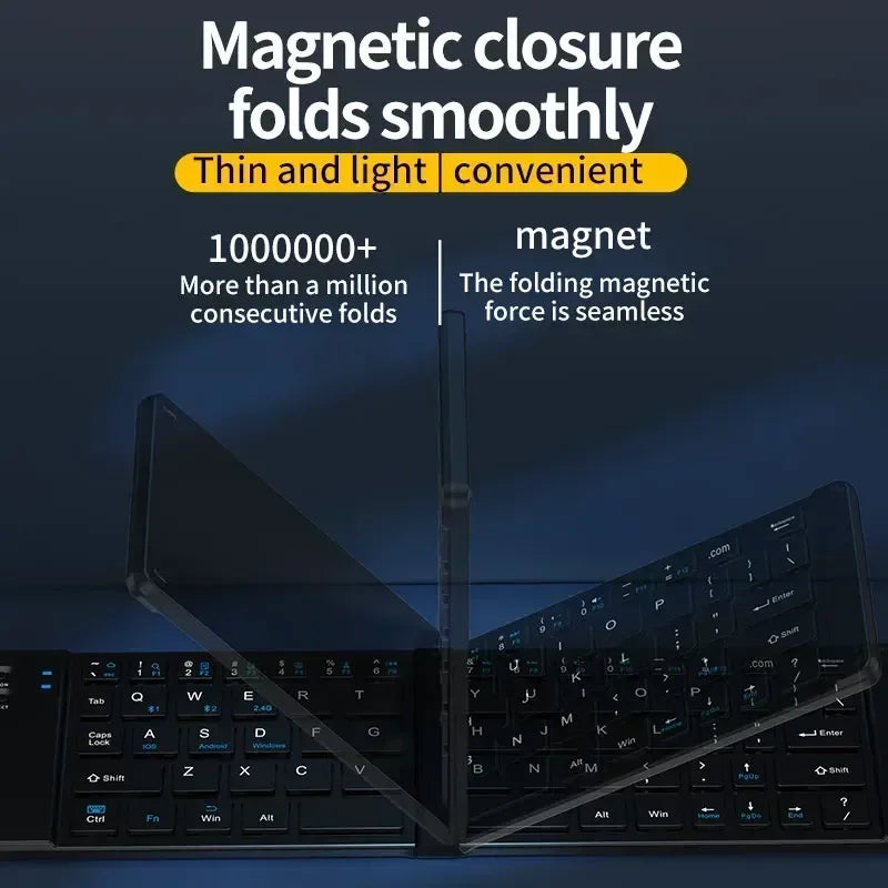 Folding Keyboard and Mouse 2.4G Mini Keypad Bluetooth Wireless Portable Silm Foldable Keyboards
