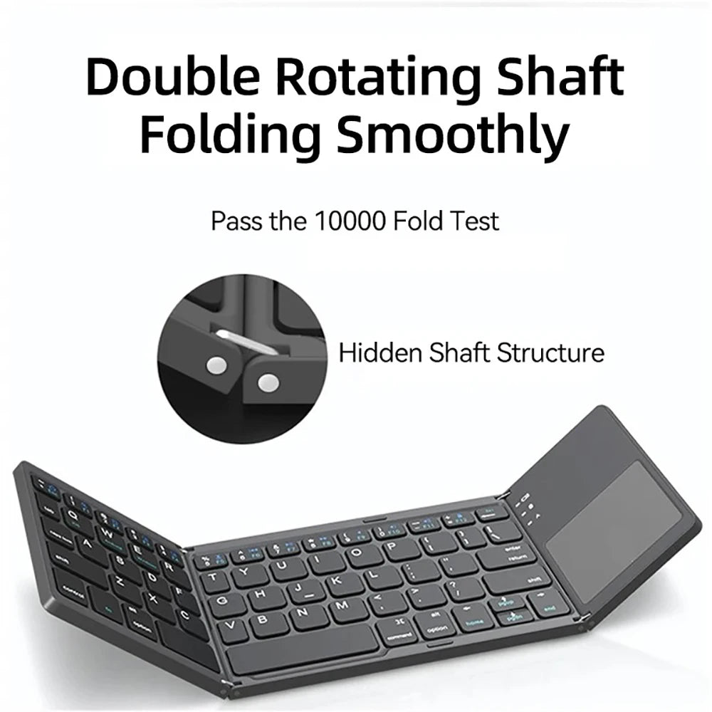 Mini Keyboard Wireless Folding Keyboard Bluetooth Foldable Keyboard with Touchpad