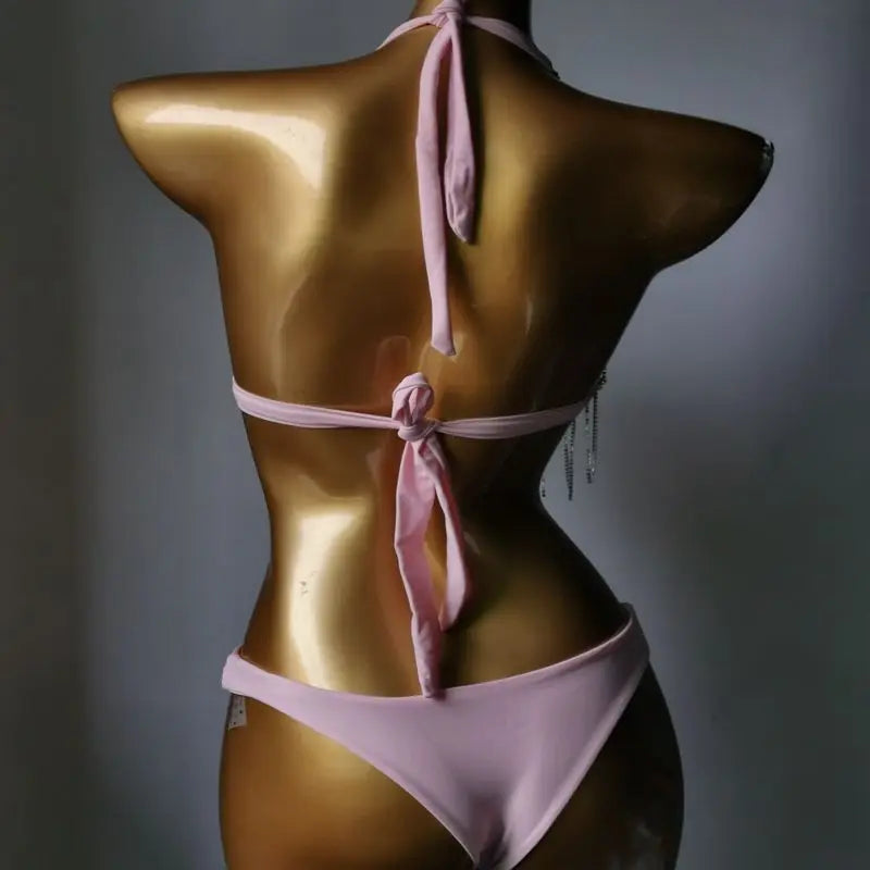 Rhinestone Tassel Festival Bikini Set