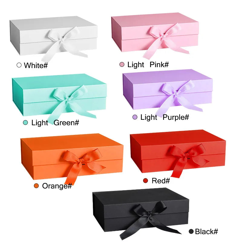 Party Gift Box Large Black Pink Luxury Gift Packaging Box With Ribbon Birthday Wedding Party Supplies Box Personalized LOGO