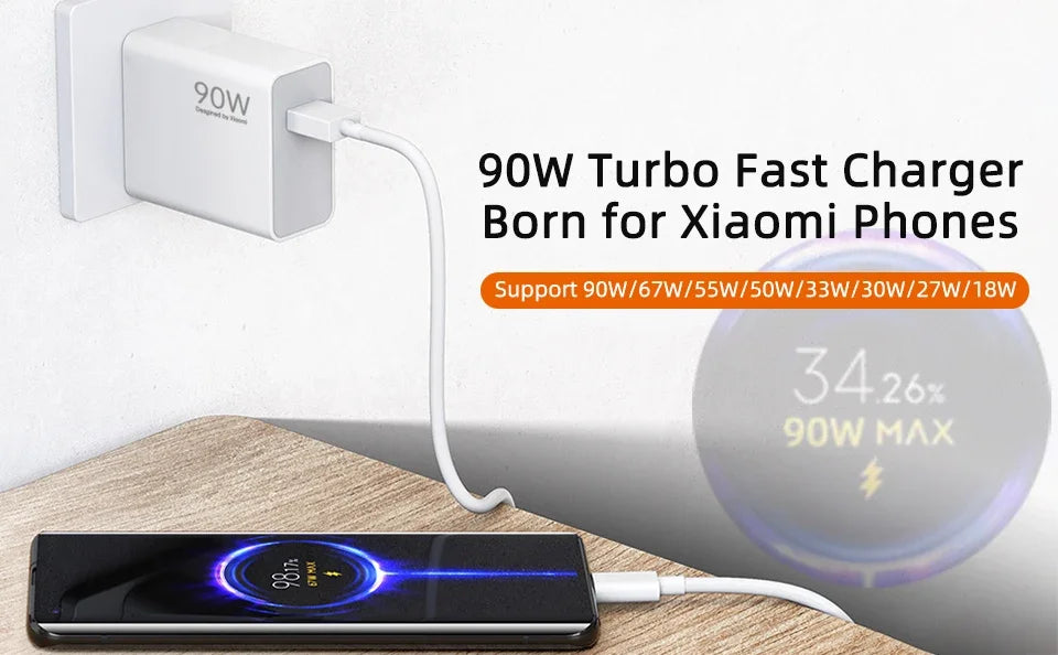 Xiaomi Charger 90w Usb C Hyper Fast Charge 90 Watt Super Chargers Xiao Mi Turbo 4 Poco F7 Pro X7 15 Ultra 14 13 Redmi Note 12