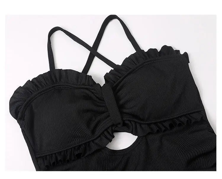 Bikini Set Women Backless 2 Pcs Fit High Waist Swimwear Korean Style Female Chic Cozy Holiday Simple Elegant Sexy Beach Wear New