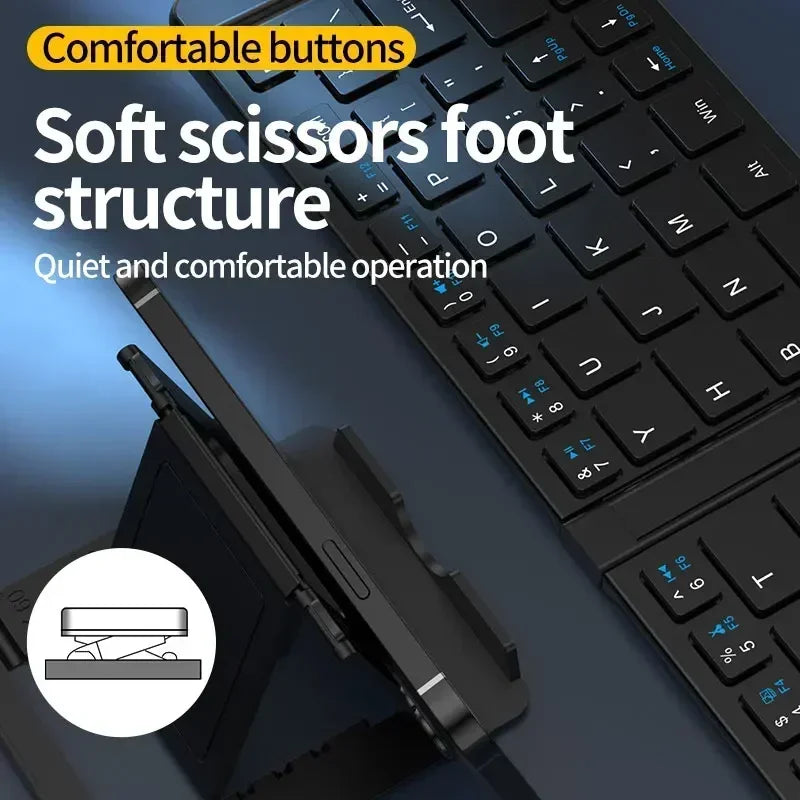 Folding Keyboard and Mouse 2.4G Mini Keypad Bluetooth Wireless Portable Silm Foldable Keyboards