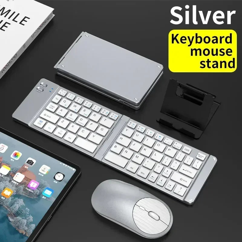 Folding Keyboard and Mouse 2.4G Mini Keypad Bluetooth Wireless Portable Silm Foldable Keyboards