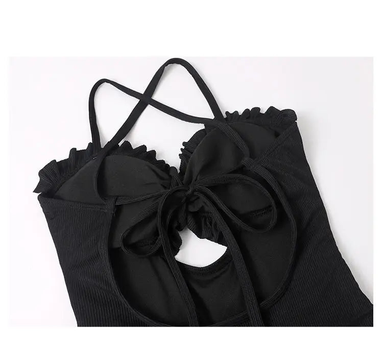 Bikini Set Women Backless 2 Pcs Fit High Waist Swimwear Korean Style Female Chic Cozy Holiday Simple Elegant Sexy Beach Wear New