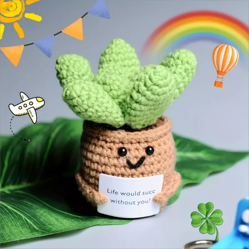Ornaments Handmade Yarn Crochet Holiday Party Home Decoration Creative Positive Energy Decoration Cards Christmas Gifts