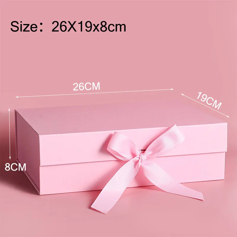 Party Gift Box Large Black Pink Luxury Gift Packaging Box With Ribbon Birthday Wedding Party Supplies Box Personalized LOGO