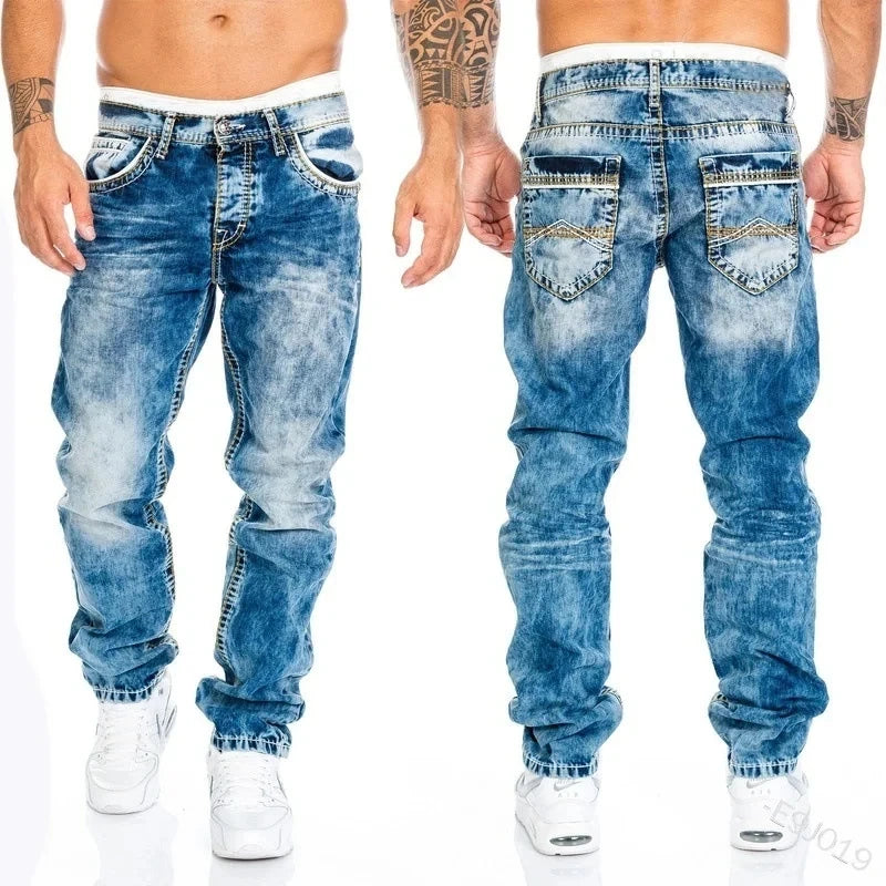 Men's black jeans slim fit high-quality gray casual men's jeans pants slim fit men's pants hip-hop street wear fog denim pants