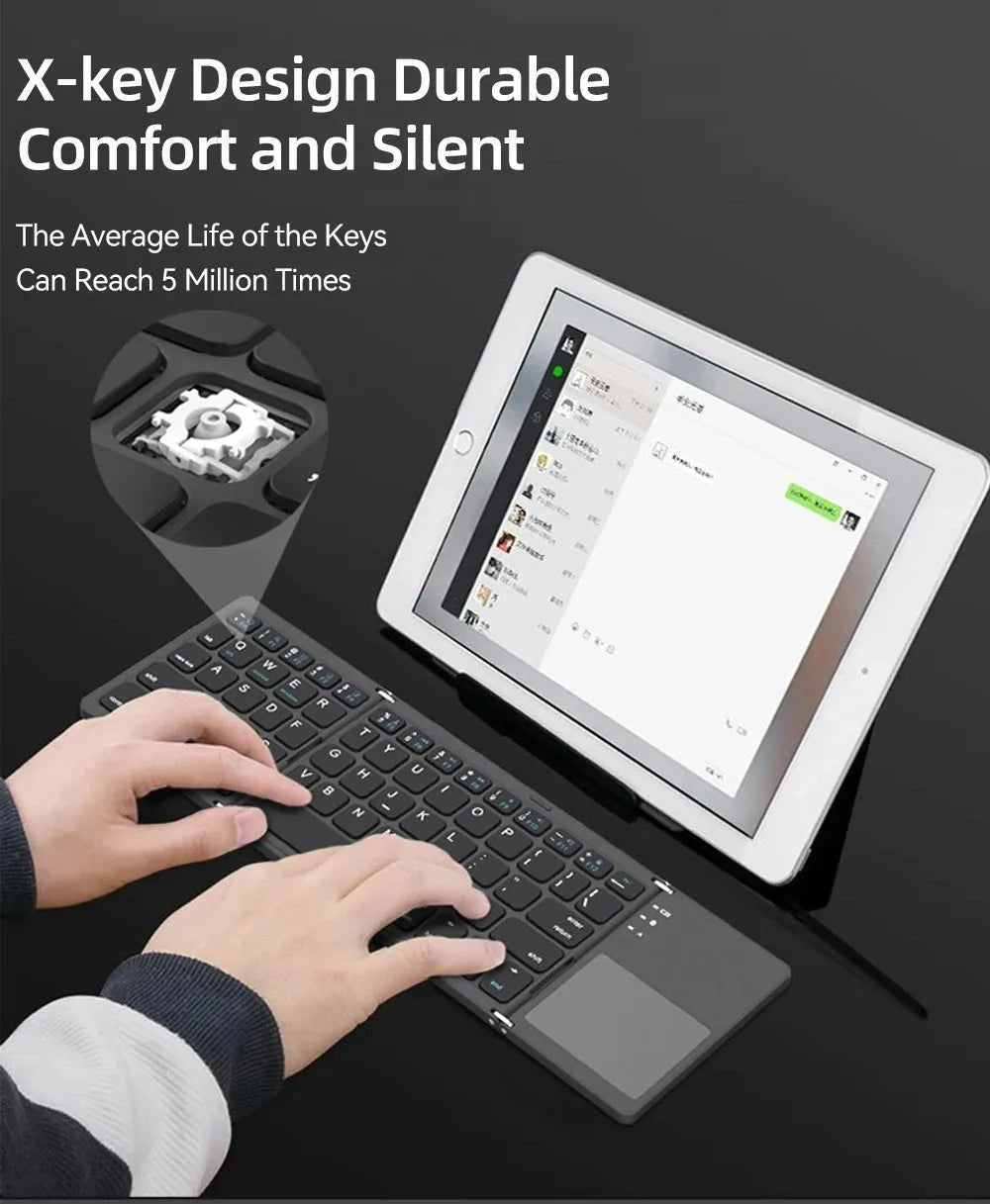 Mini Keyboard Wireless Folding Keyboard Bluetooth Foldable Keyboard with Touchpad