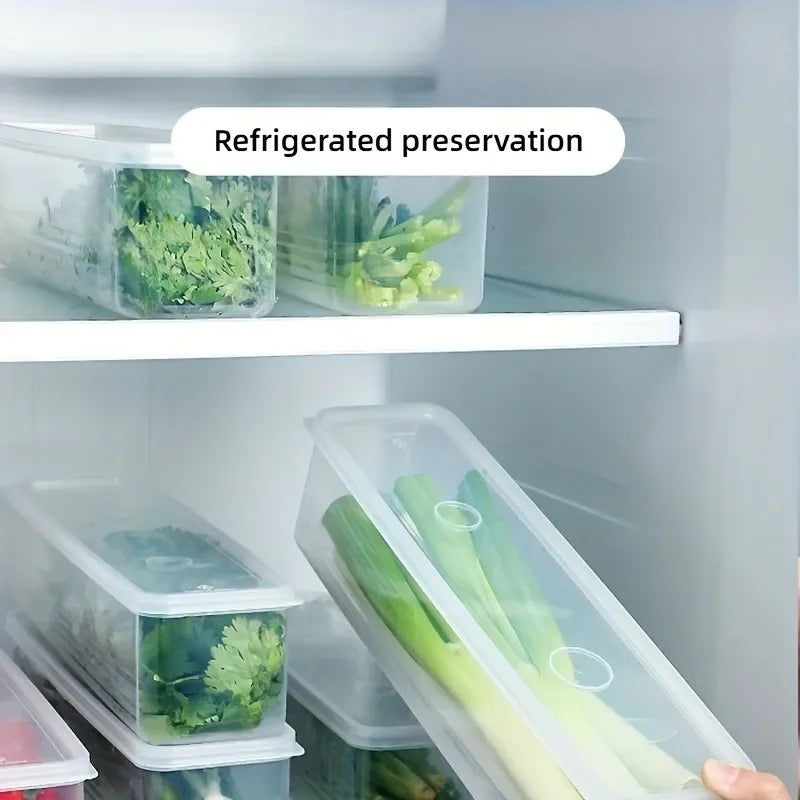 2/4 Pcs Long Rectangular Food Storage Containers Plastic Reusable Refrigerator Organizer Boxes Kitchen Accessories