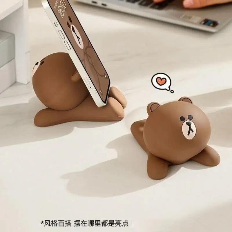 New Kawaii Lying Bear Lazy Desktop Phone Stand Cute Cartoon Tablet Bedhead Office Creative Decoration Pendant Gifts for Kids