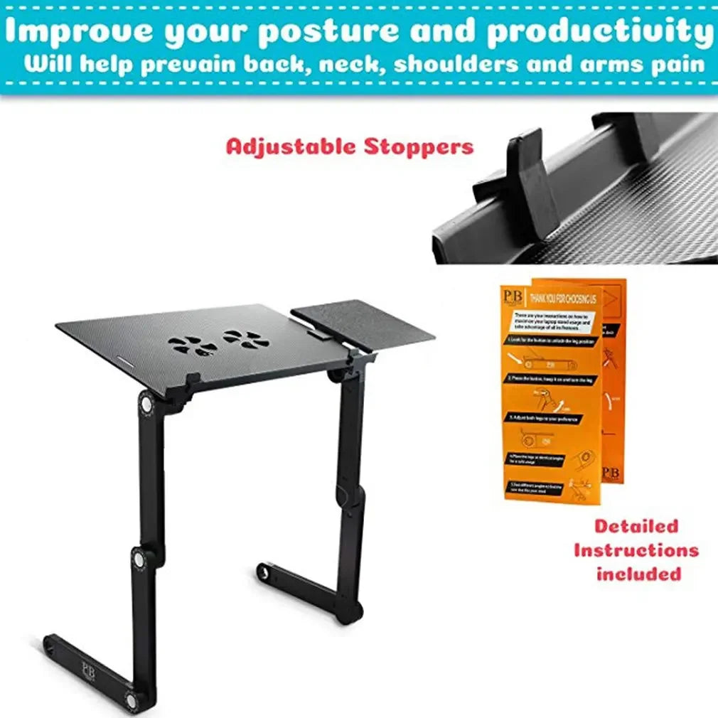 Aluminum Alloy Laptop Table Folding Notebook Desktop Stand With Cooling Fan Bed Laptop Tray Desk Study Desk Bed Office Bookshelf