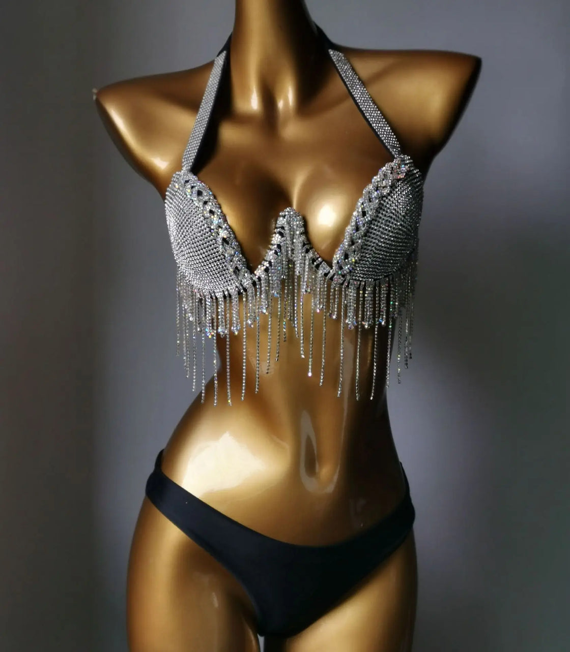 Rhinestone Tassel Festival Bikini Set