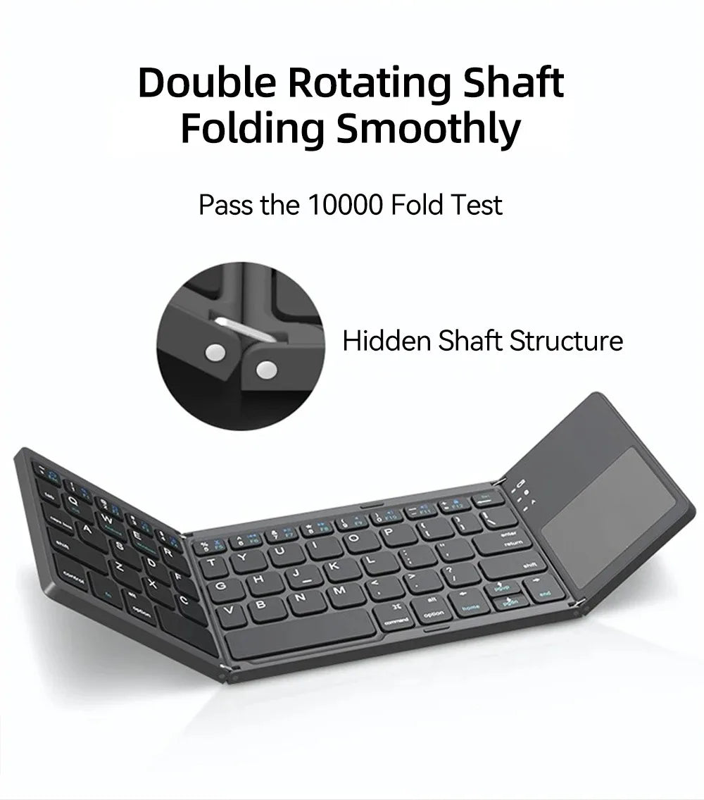 Mini Keyboard Wireless Folding Keyboard Bluetooth Foldable Keyboard with Touchpad
