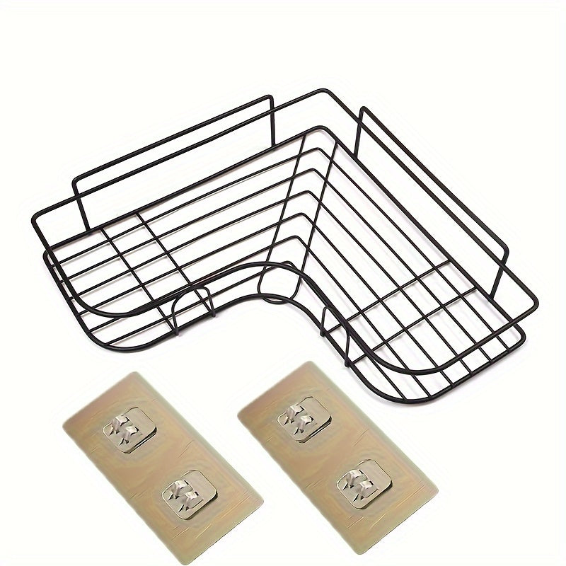 Cast Iron Corner Shower Shelf No-Drill Storage Rack