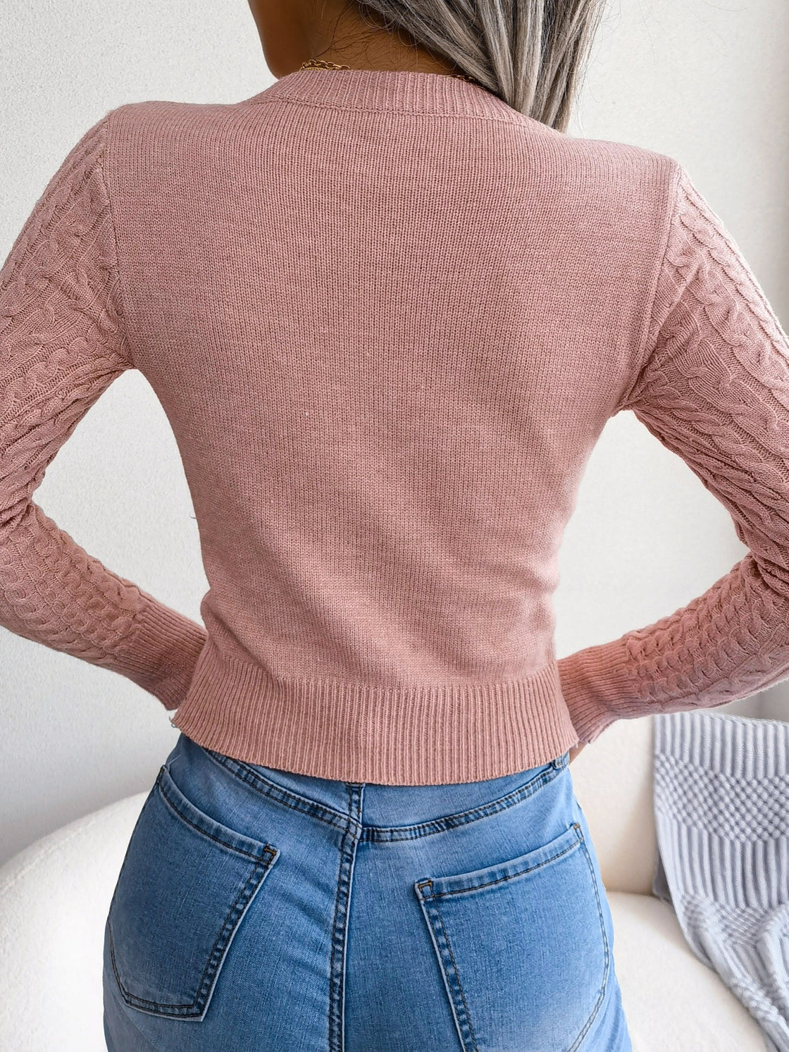 Long Sleeve High Stretch Acrylic Blend Women's Sexy Hollow-Out Knit Pullover Sweater, Skinny Fit, Solid Color, Spring/Fall Fashion Top, Crew Neck,