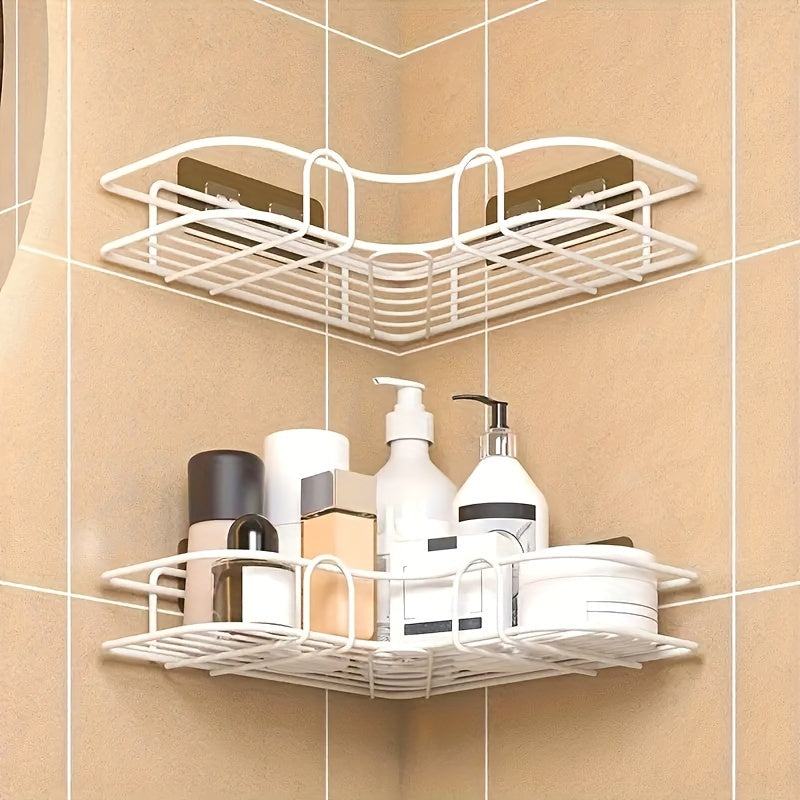 Cast Iron Corner Shower Shelf No-Drill Storage Rack
