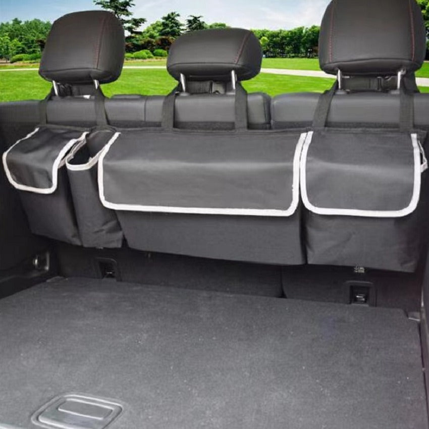 Adjustable Car Trunk Storage Bag, Large Capacity Multi-Purpose Oxford Cloth Backseat Organizer for Car Interiors.