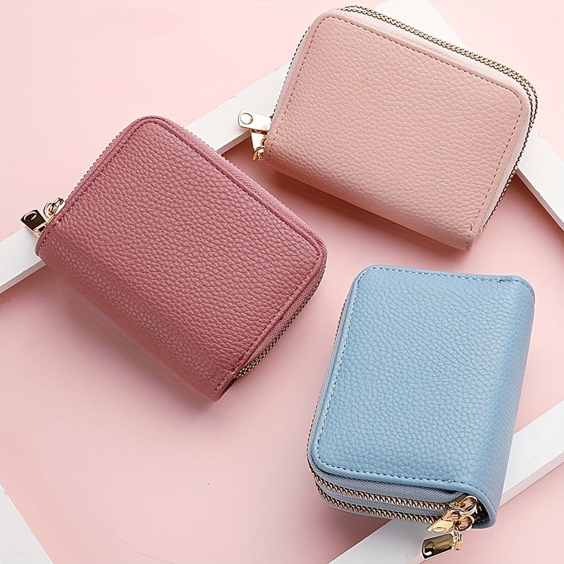 Stylish Womens Double Zipper Wallet - Compact Short Card Holder with Large Capacity, Practical Coin Purse for Everyday Use